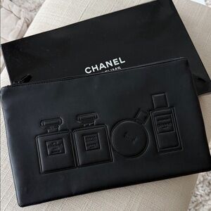 CHANEL Embossed Leather Toiletry Pouch